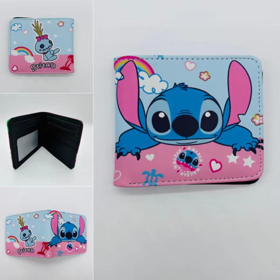 Cute Cartoon Stitch Short Anime Blue Long Coin Purses