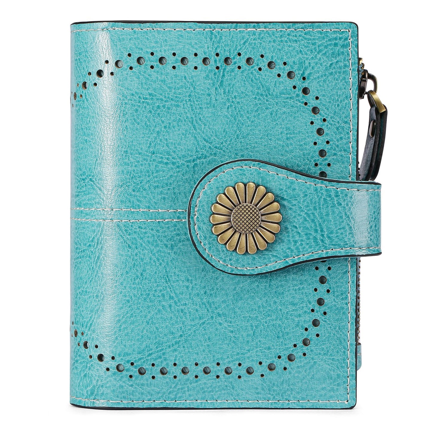 Women's Short Oil Wax Leather Zipper Ladies Wallets