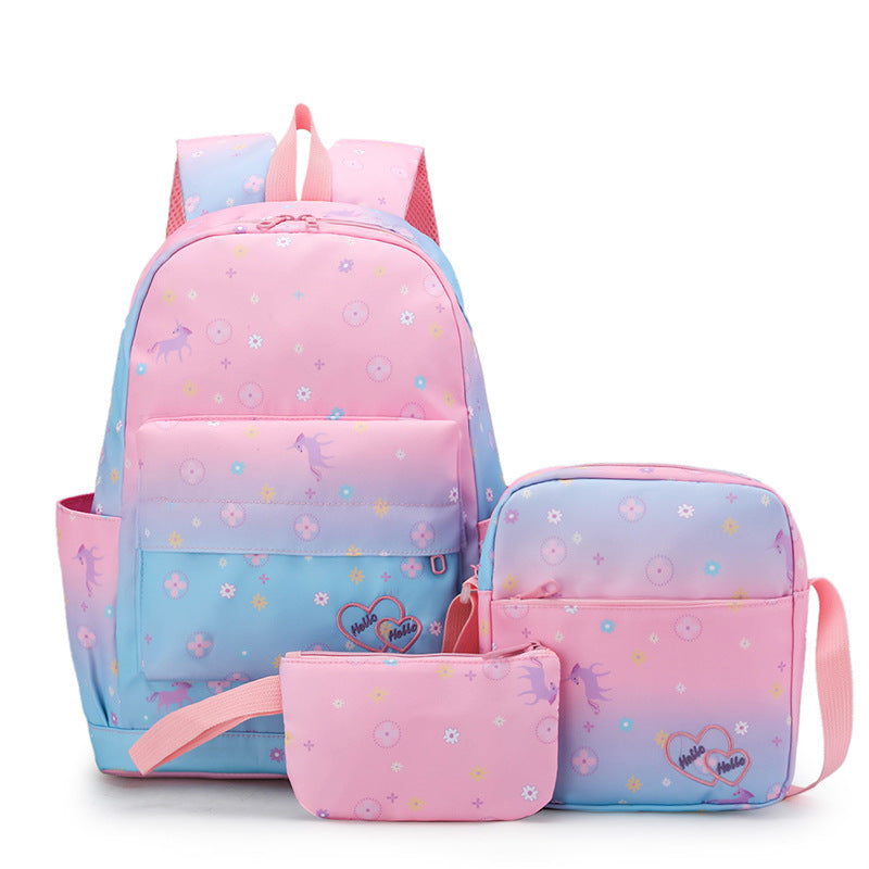 Children's Korean Waterproof Primary Gradient Color Princess Backpacks