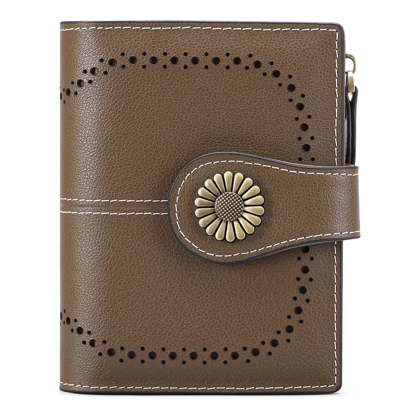 Women's Short Oil Wax Leather Zipper Ladies Wallets