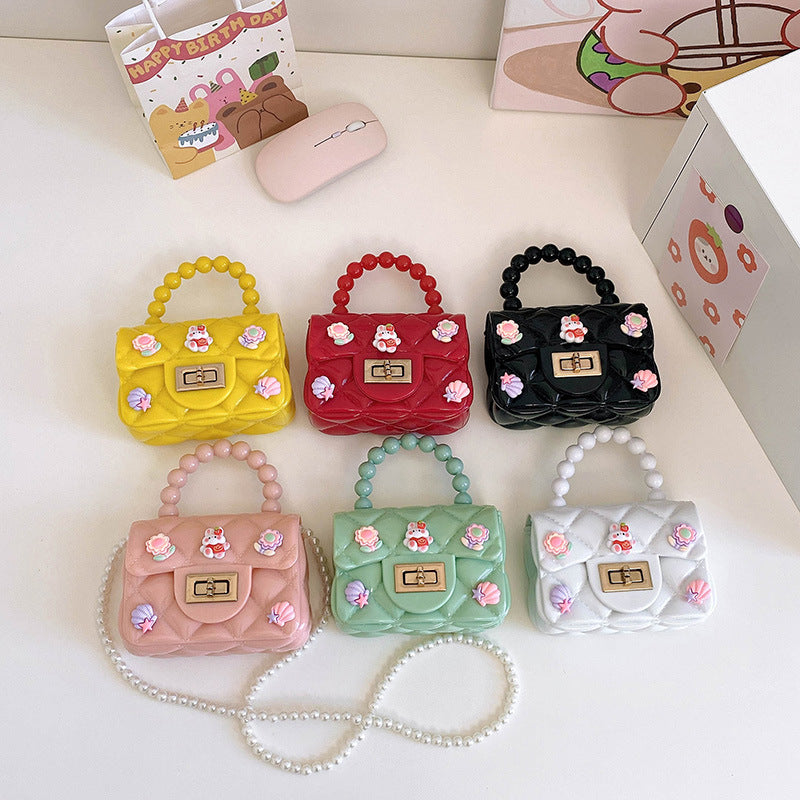 Children's Cute Little Gel Cartoon Mini Pearl Children's Shoulder Bags