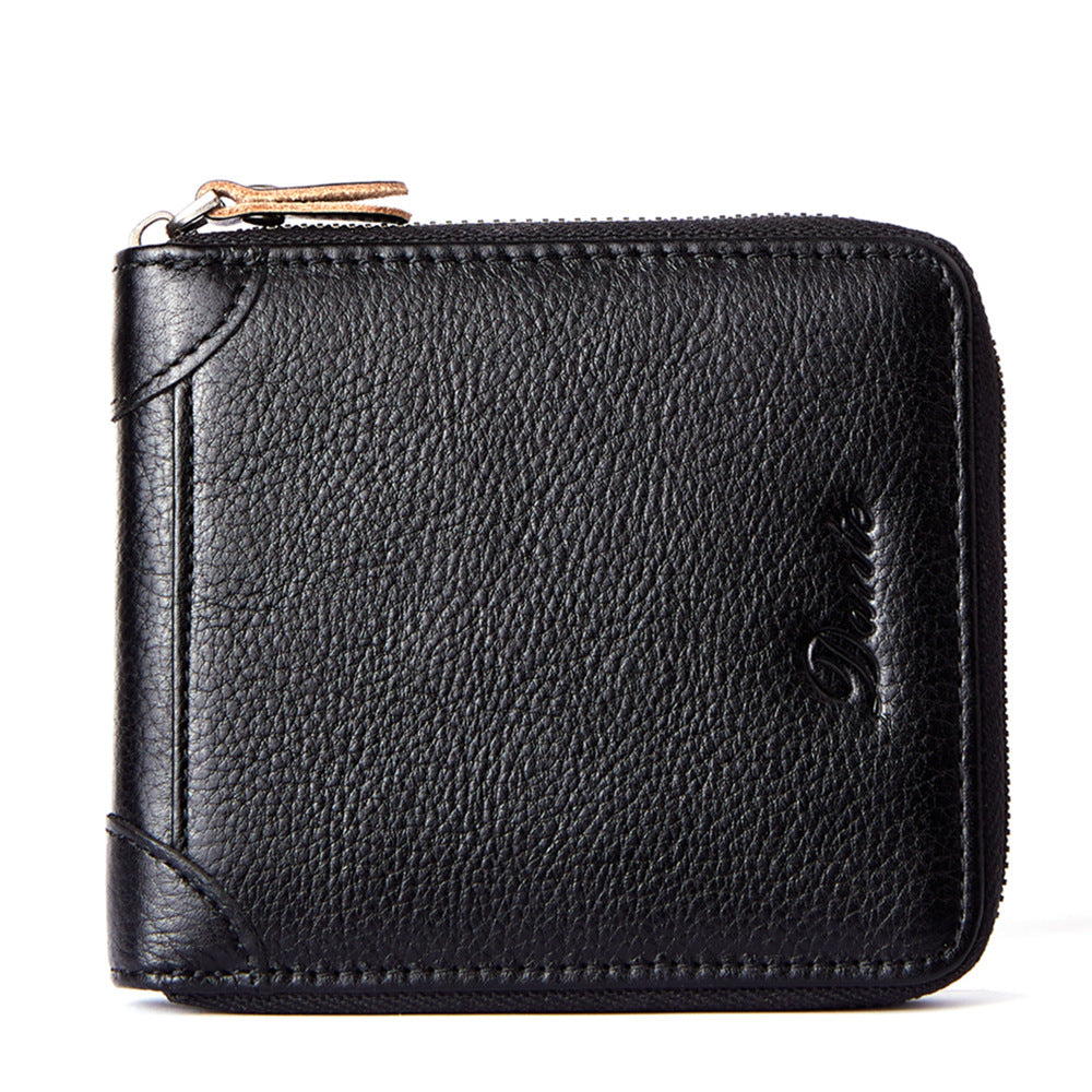 Men's Leather Short Zipper Multifunctional Large Capacity First Layer Men's Wallets