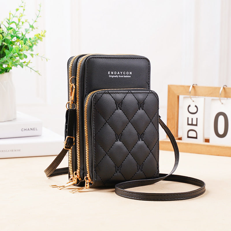 Women's Stylish Versatile Mini Zipper Solid Color Phone Bags