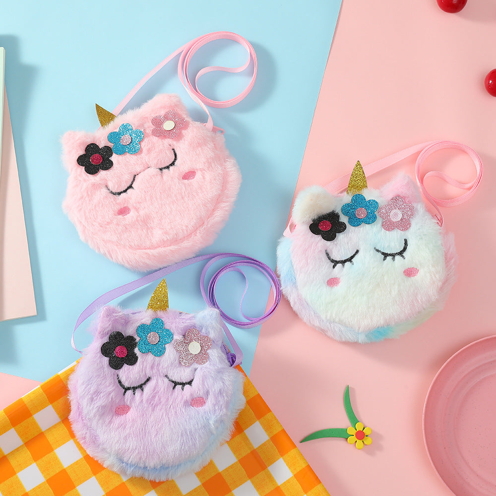 Porte-monnaie en peluche pour enfants, changement de dessin animé, mignon fardeau de fleurs