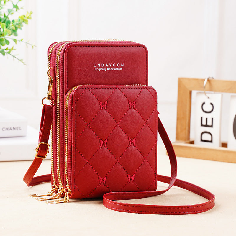 Women's Stylish Versatile Mini Zipper Solid Color Phone Bags