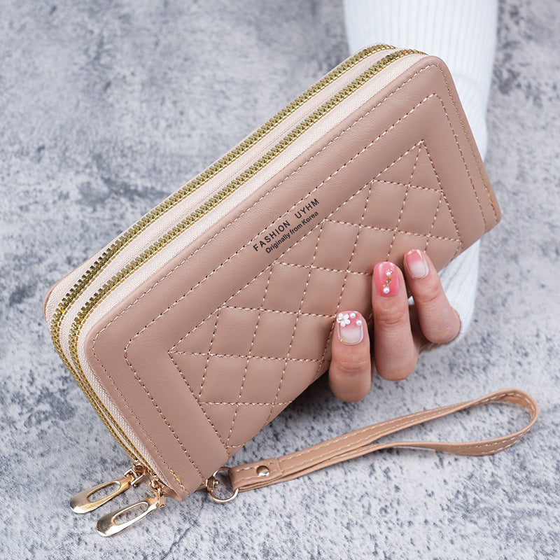 Women's Female Double Layer Zipper Mobile Large Ladies Wallets