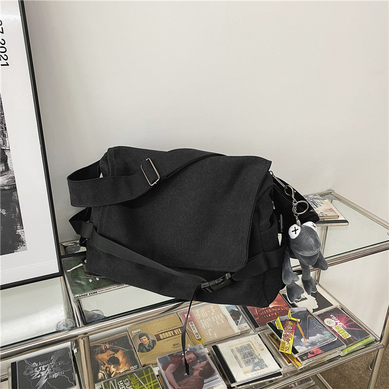 Men's Canvas Large Capacity Simple Book Boys Men's Shoulder Bags