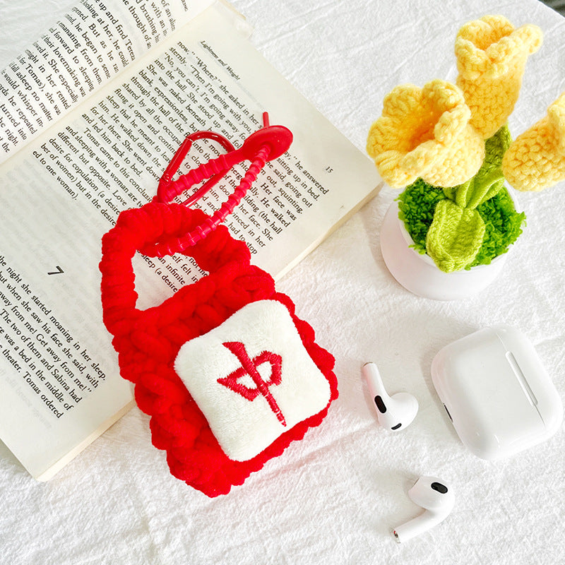 Knitted Earphone Sleeves Apple Protective Female Coin Purses