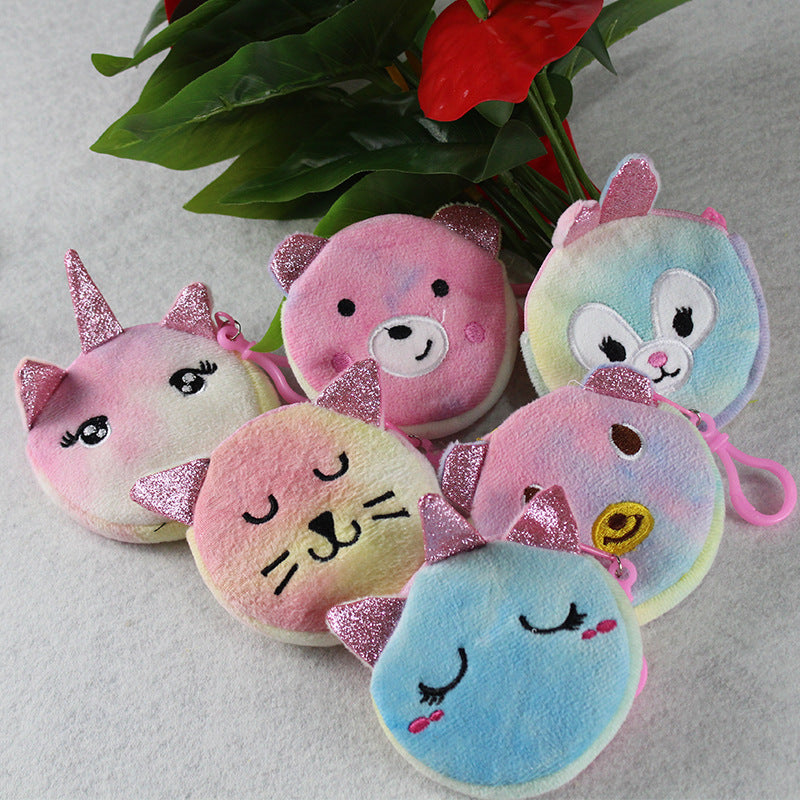 Unicorn Plush Cute Cartoon Ice Cream Color Round Coin Purses