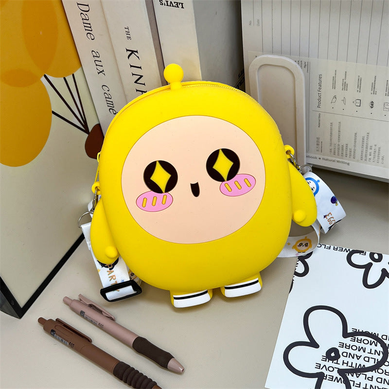 Poupée oeuf de dessin animé pour enfants, rangement mignon en Silicone, porte-monnaie pour enfants