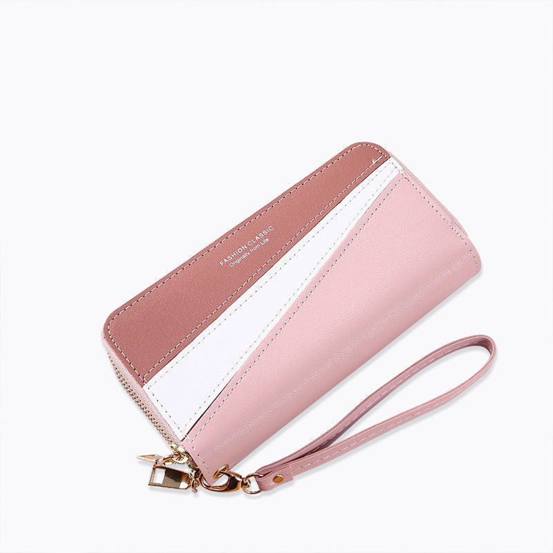 Women's Double Zip Long Clutch Korean Stitching Ladies Wallets