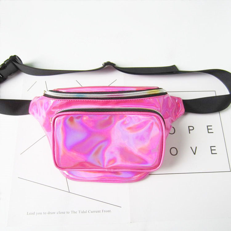 Women's Laser Street Trendy Unique Colorful Slanted Waist Packs