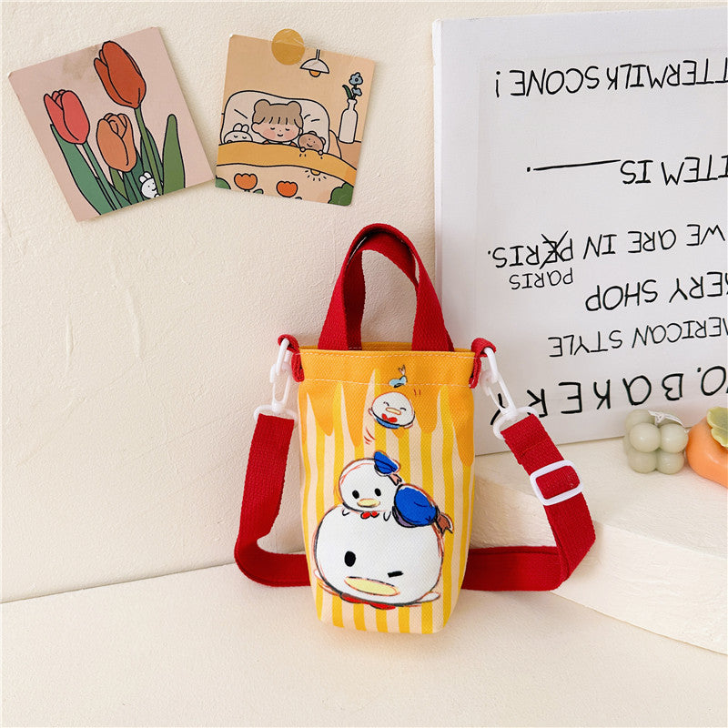 Children's Fashion Cute Water Cup Canvas Good-looking Children's Shoulder Bags