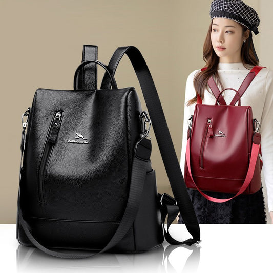 Women's Large Capacity High Sense Soft Leather Backpacks