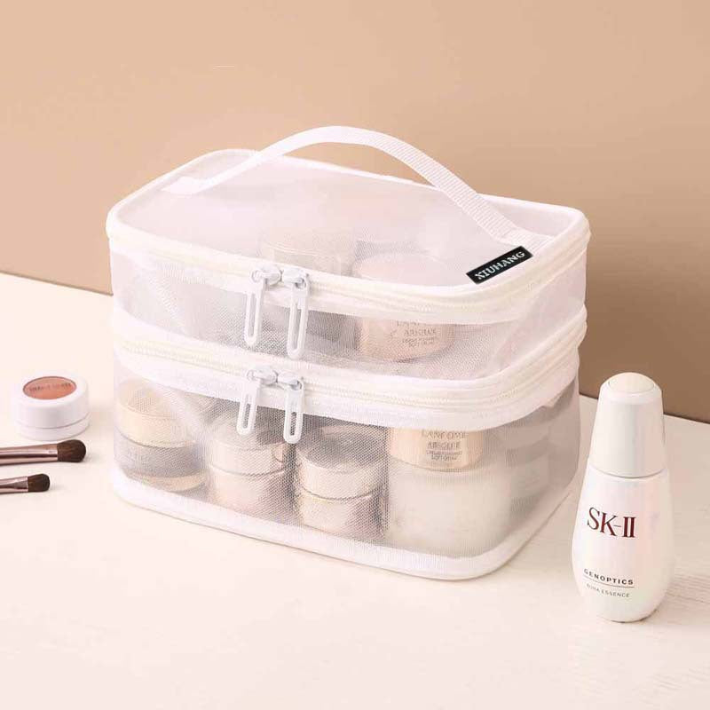 Trendy Large Capacity Mesh Storage Wash Cosmetic Bags