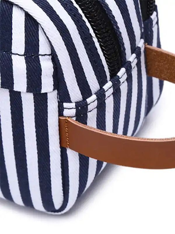 Stylish Striped Make-up Clutch Fashion Canvas Cosmetic Bags