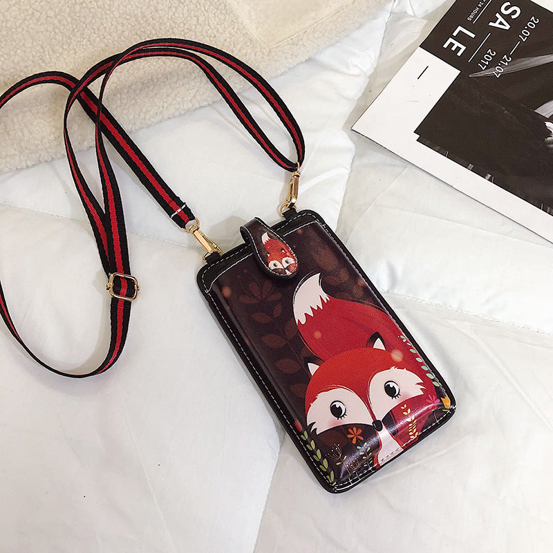 Women's Style Printed Cartoon Mobile Vertical Small Phone Bags