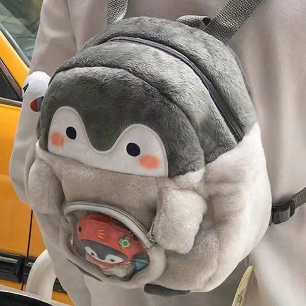 Sacs à dos en peluche de poupée mignonne de dessin animé de pingouin