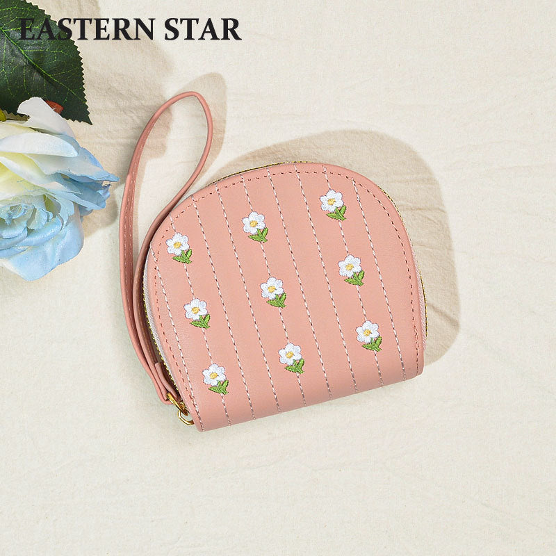 Autumn Female Fresh Floral Zipper Multifunctional Coin Purses