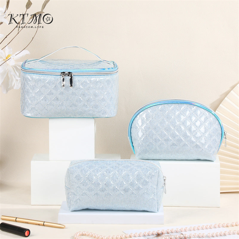 Sier Silk Rhombus Personal Hygiene Waterproof Cosmetic Bags