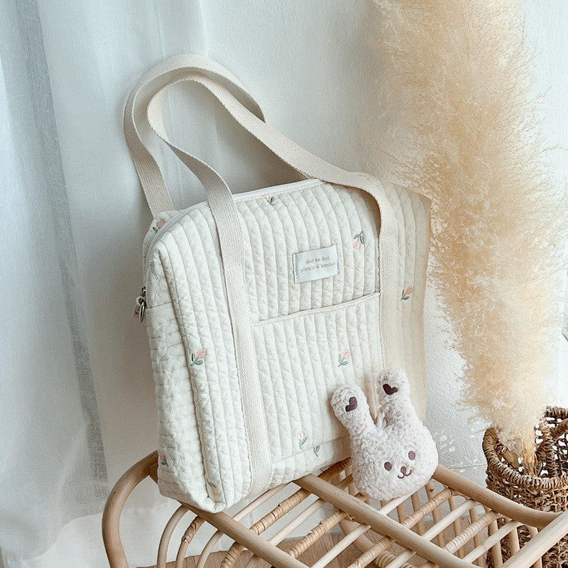 Mommy Embroidery Bear Cotton Pannier Waiting Bags