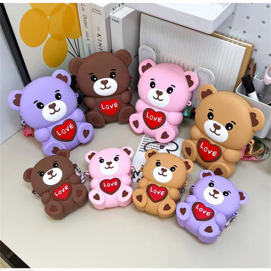 Women's Silicone Cartoon Change Cute Bear Decompression Coin Purses