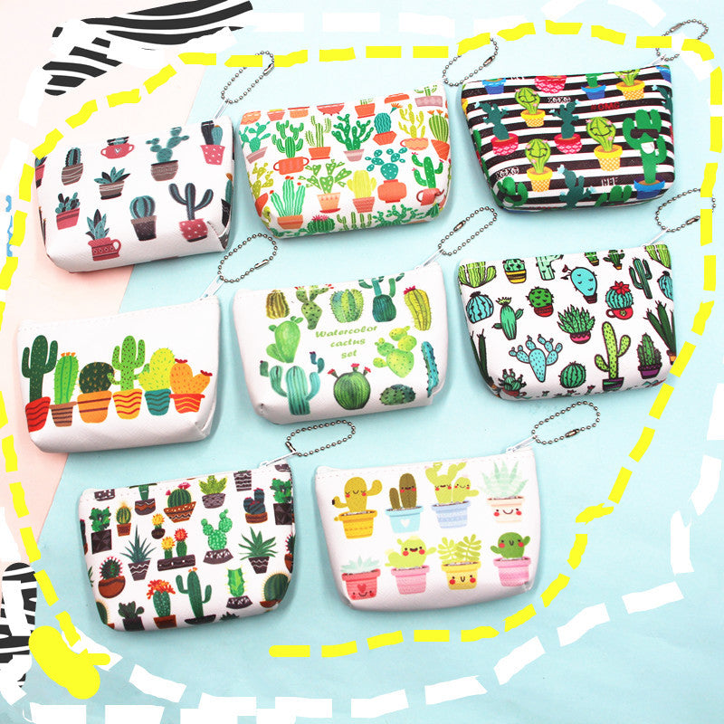 Pochettes de rangement de Cactus pour femmes, pochettes créatives de mode de dessin animé, porte-monnaie