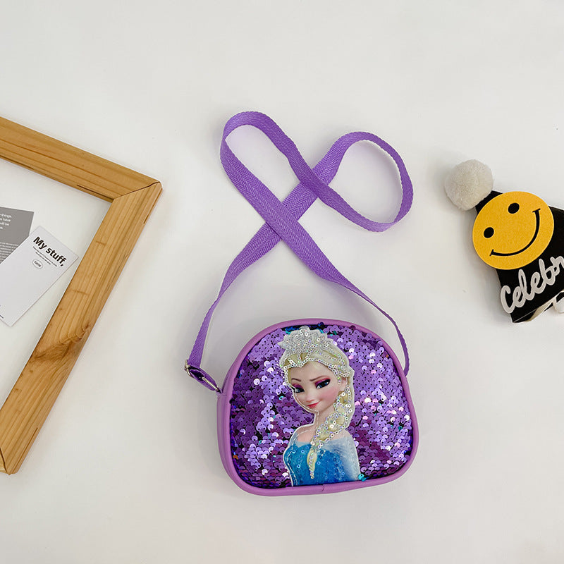 Children's Elsa Sequined Personalized Colorful Small Square Children's Shoulder Bags