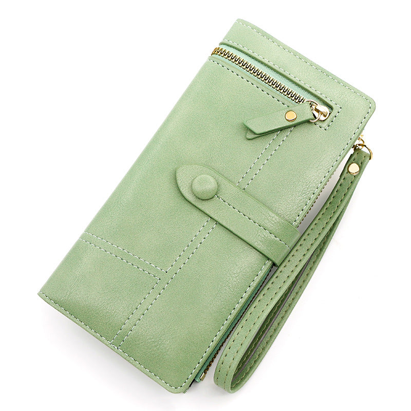 Women's Fresh Sweet Leather Long Zipper Ladies Wallets