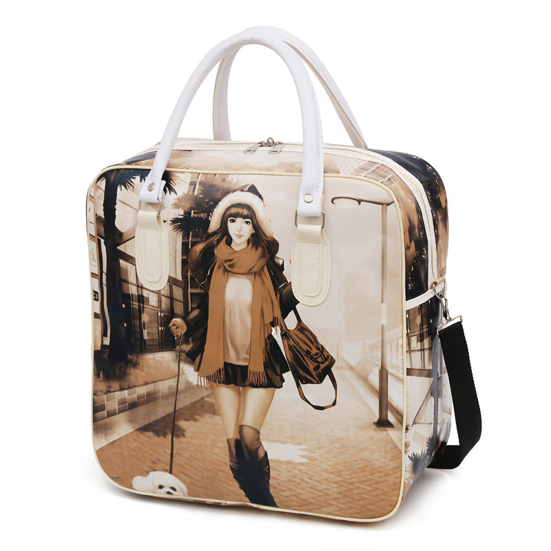 Women's Korean Style Cartoon Waterproof Business Large Travel Bags