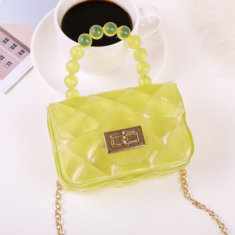 Women's Fashion Pearl Chain Portable Mini Jelly Children's Coin Purse