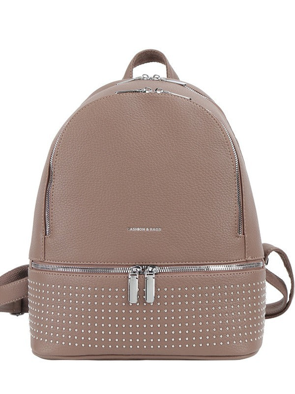 Women's Lychee Pattern Double Mouth Quality Fashion Backpacks