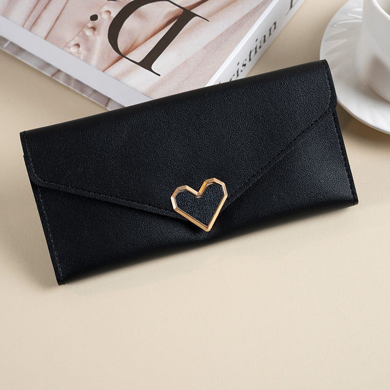 Women's Color Love Hardware Multiple Slots Mobile Ladies Wallets