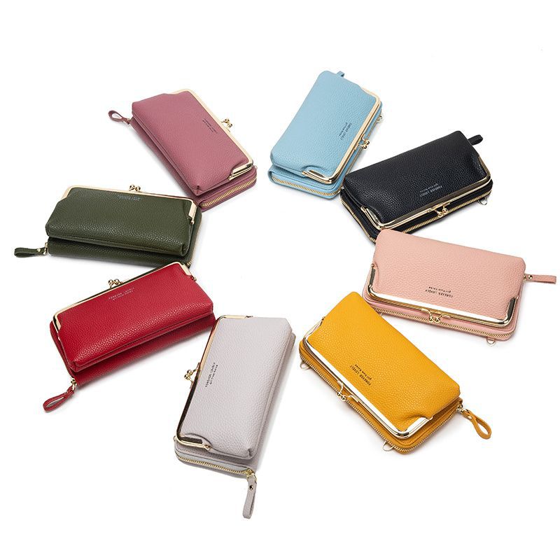 Women's Candy Color Fashion Large Capacity Mobile Square Leather Change Ladies Wallets