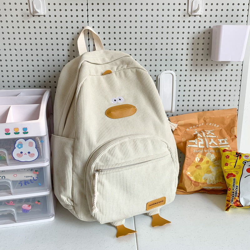 Cartoon Little Duck College High Korean Backpacks