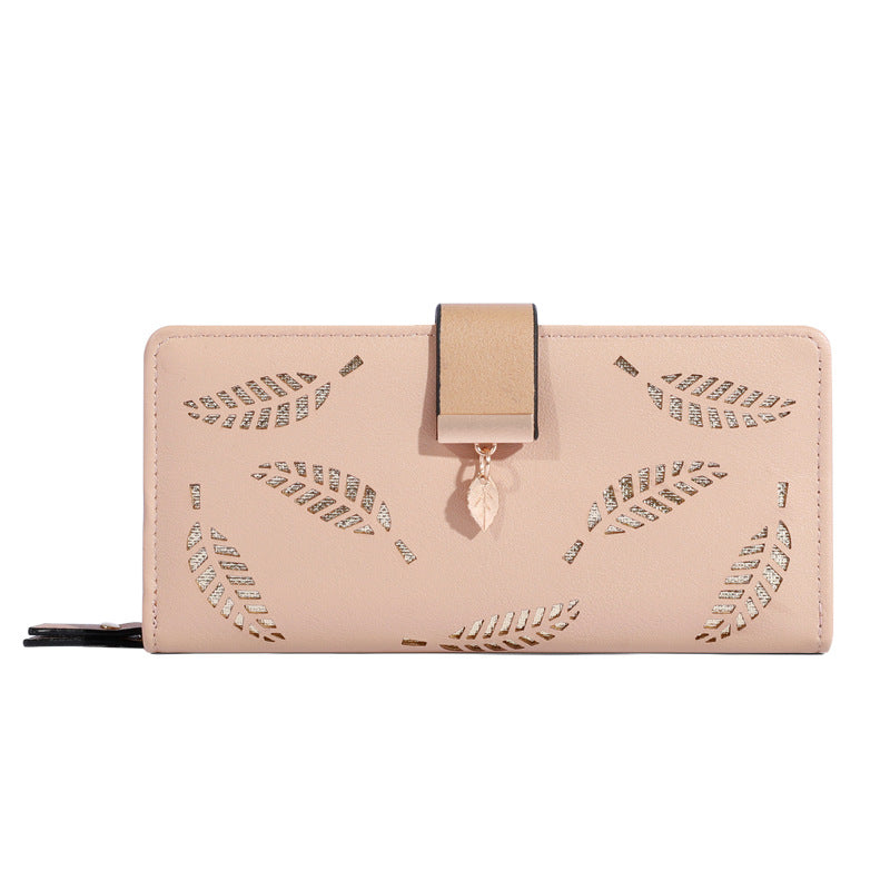 Women's Leaf Billfold Leather Korean Style Two Ladies Wallets