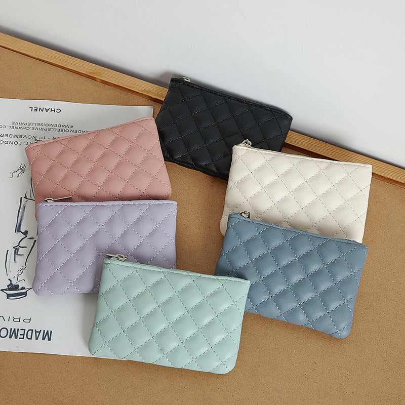 Women's Innovative Rhombus Short Soft Leather Coin Purses