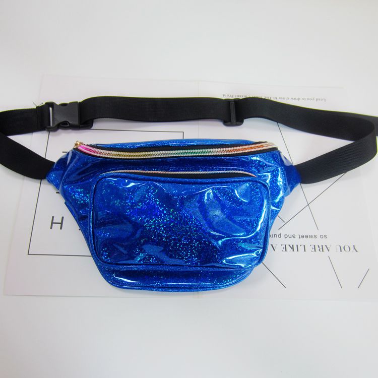 Women's Laser Street Trendy Unique Colorful Slanted Waist Packs