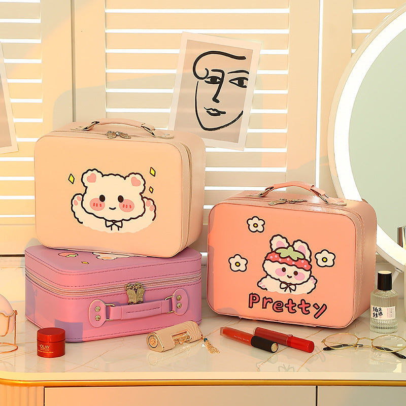 Boîte de rangement pour femmes, sacs à cosmétiques imperméables de grande capacité avec dessin animé