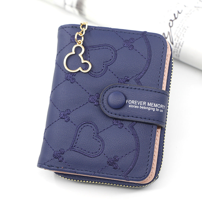 Women's Personalized Short Zipper Hasp Clutch Embroidered Purses