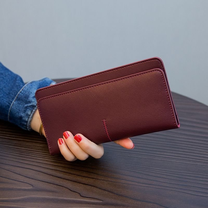 Women's Simple Long Elegant Position Soft Leather Ladies Wallets