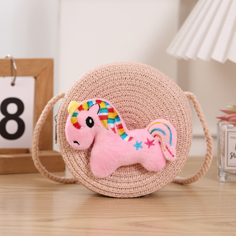 Children's Straw Woven Change Packet Cartoon Cute Children's Coin Purse