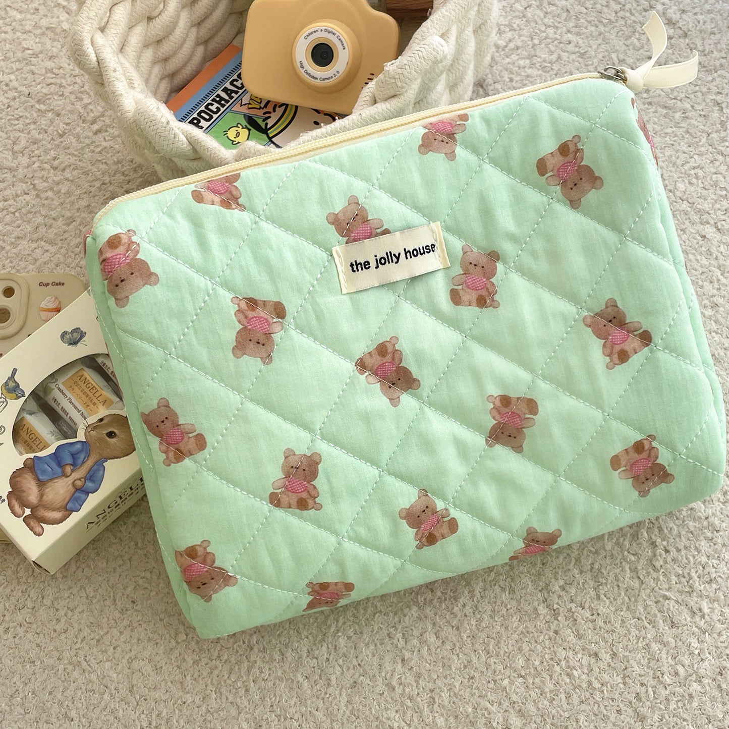 Soft Candy Small Brown Bear Cute Large Capacity Wash Cosmetic Bags