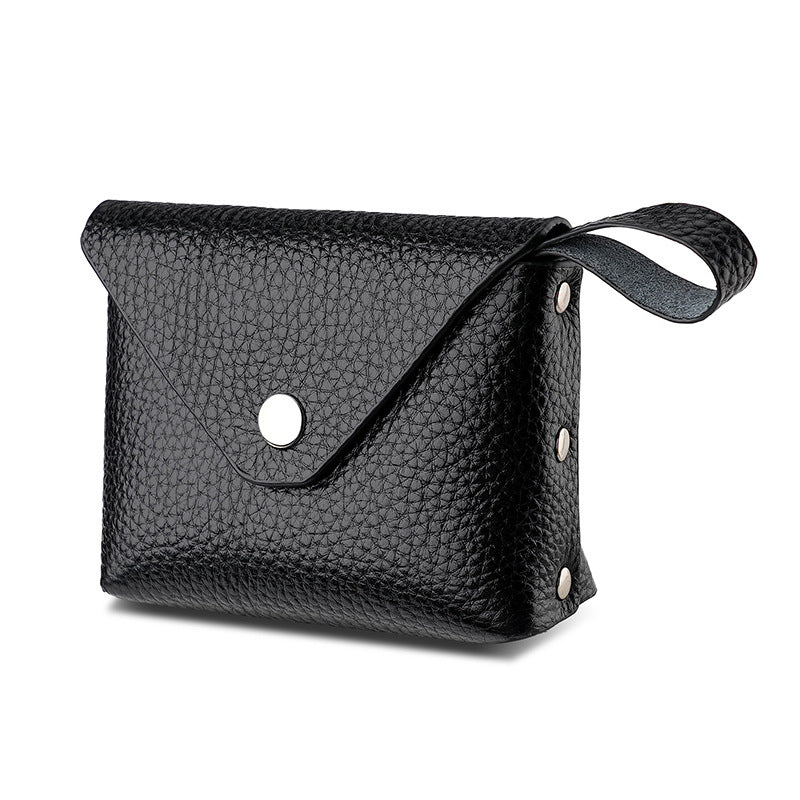 Mini porte-monnaie en cuir de vache véritable première couche pour femme