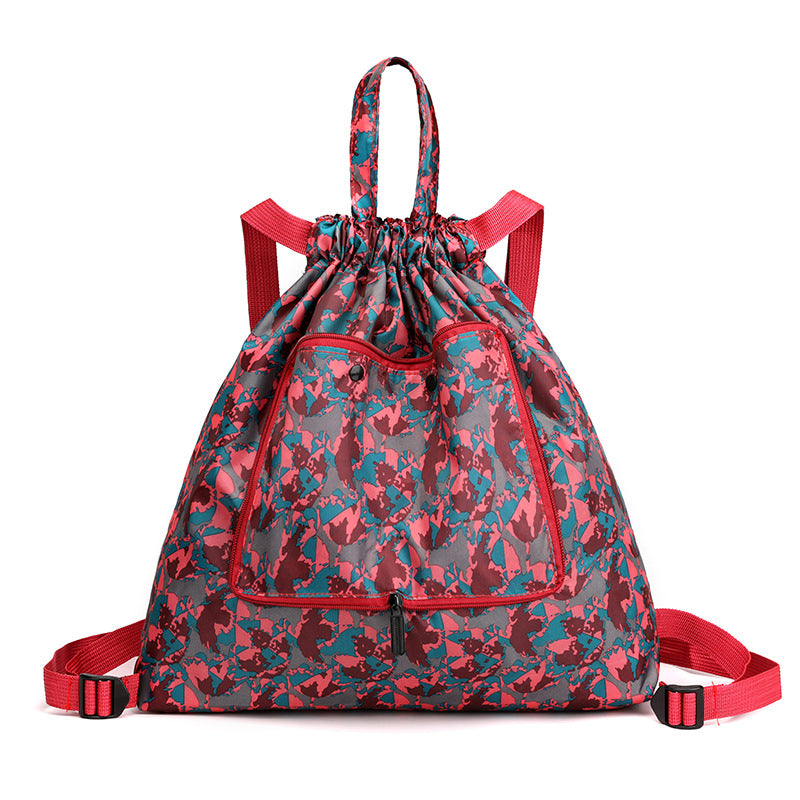 Women's Drawstring Printed Nylon Fabric Foldable Flower Backpacks