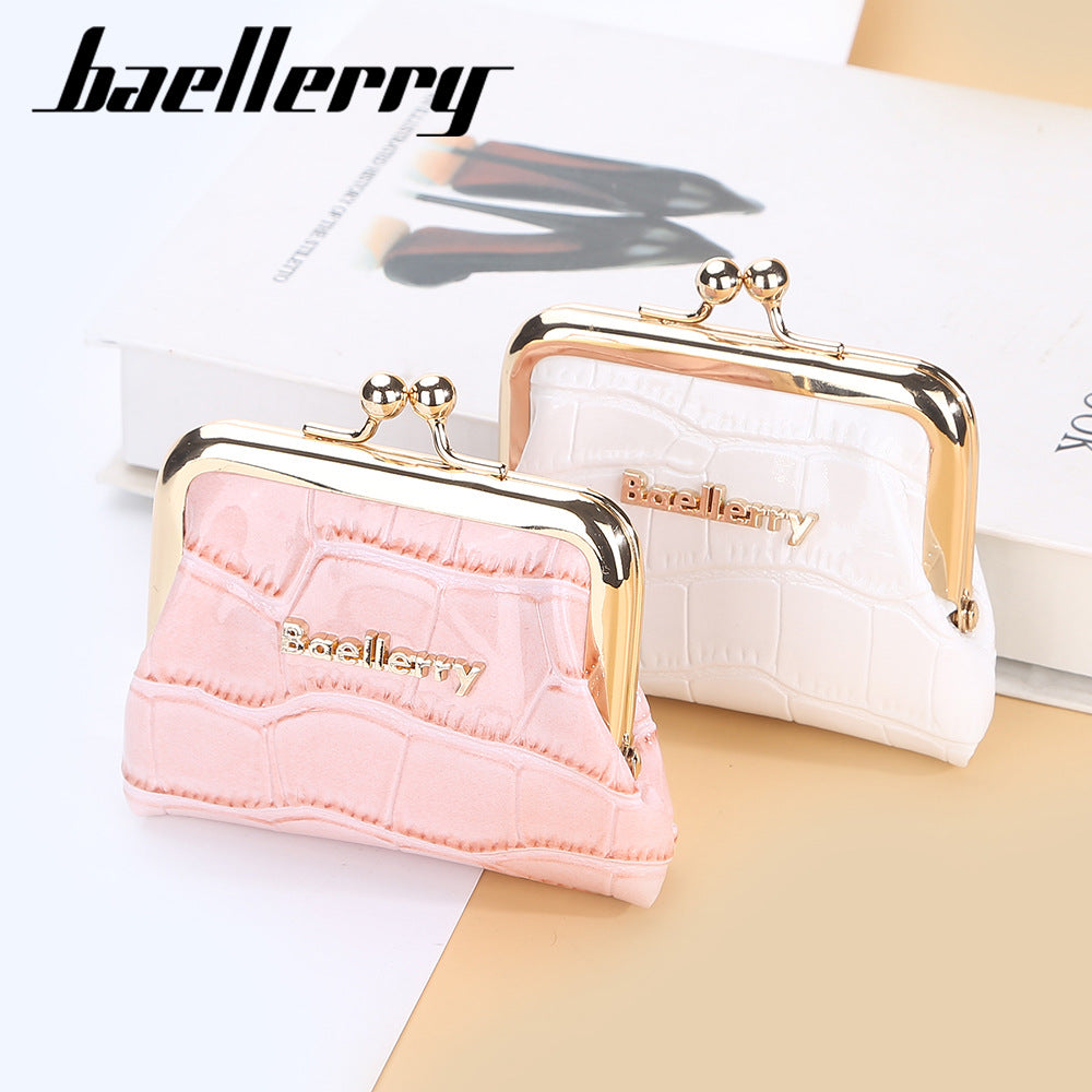 Female Glossy Crocodile Pattern Metal Clip Coin Purses