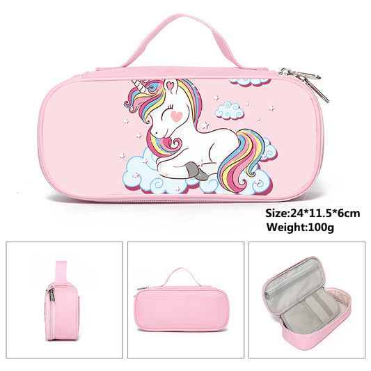 Children's Unicorn Pencil Cartoon Game Stationery Box Elementary School Students' Schoolbags