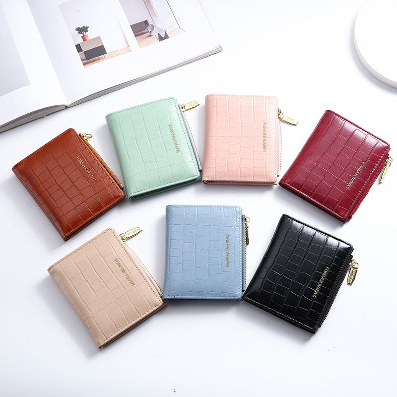 Women's Fashion Short Small Simple Two-fold Korean Ladies Wallets