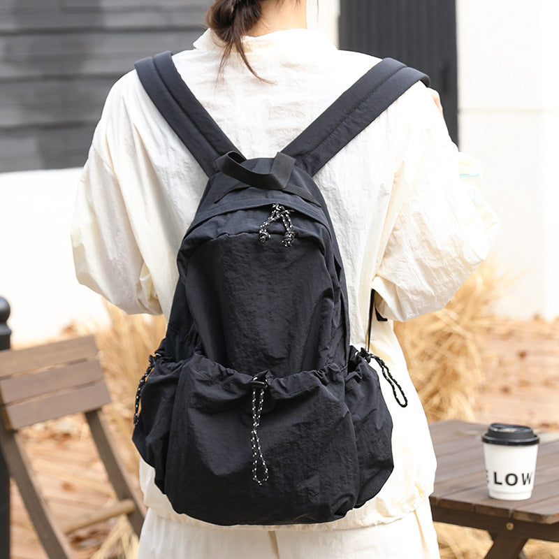 Leisure Artistic Nylon Fashion Pleated Drawstring Backpacks