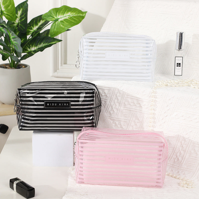 Large Capacity Personalized Striped Portable Storage Cosmetic Bags